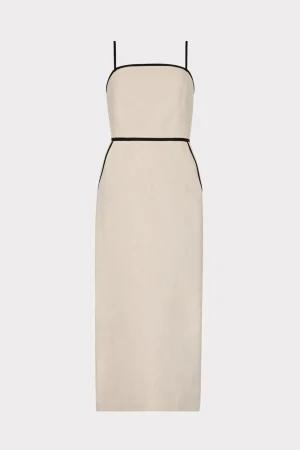MILLY Guest Of Dresses-Amara Linen Contrast Midi Dress