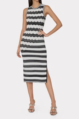 MILLY Knit Dresses-Asymetrical Zig Zag Midi Dress