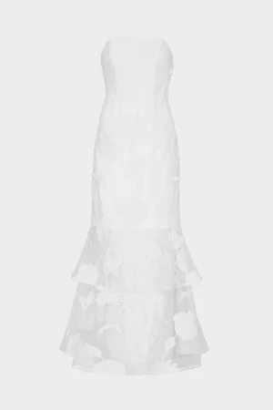 MILLY White Dresses-3D Butterfly Embroidery Strapless Dress