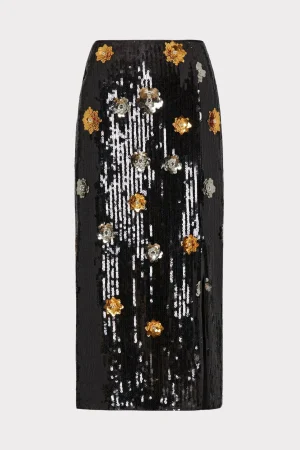 MILLY Skirts-3D Floral Sequins Skirt