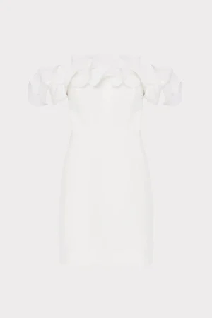 MILLY White Dresses-Gizelle Ruffle Off The Shoulder Dress