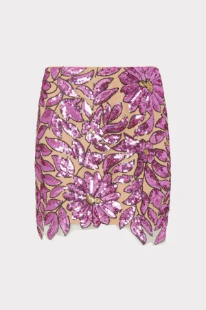 MILLY Skirts-Kristina Floral Garden Sequins Skirt