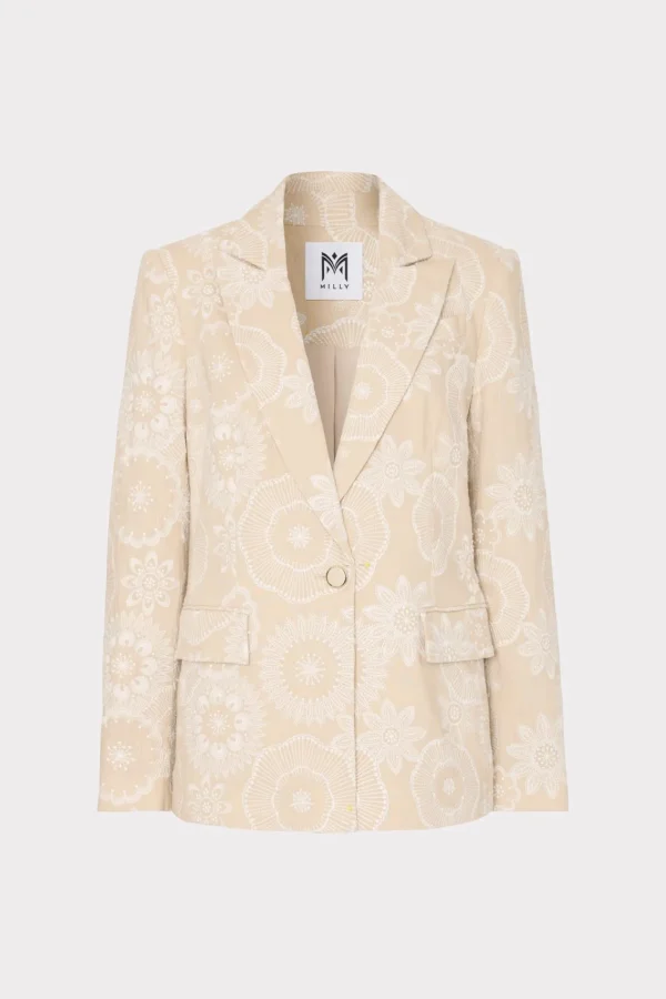 MILLY Blazers-Linen Embroidered Jacket