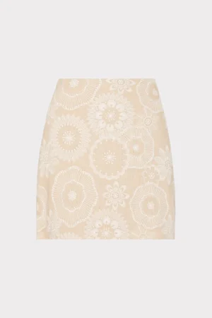 MILLY Skirts-Linen Embroidered Skirt