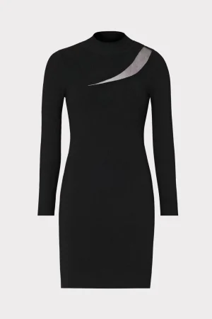 MILLY Knit Dresses-Ren Sheer Cut Out Mini Dress