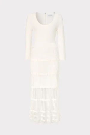 MILLY Knit Dresses-Sheer Knit Fit And Flare Dress
