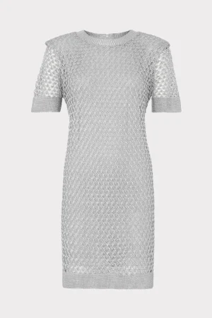 MILLY Knit Dresses-Sinclair Metallic Mesh Mini Dress