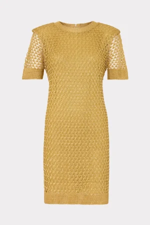 MILLY Knit Dresses-Sinclair Metallic Mesh Mini Dress
