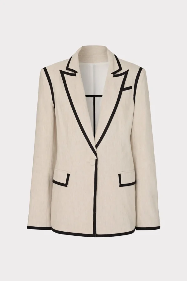 MILLY Blazers-Solid Linen Jacket
