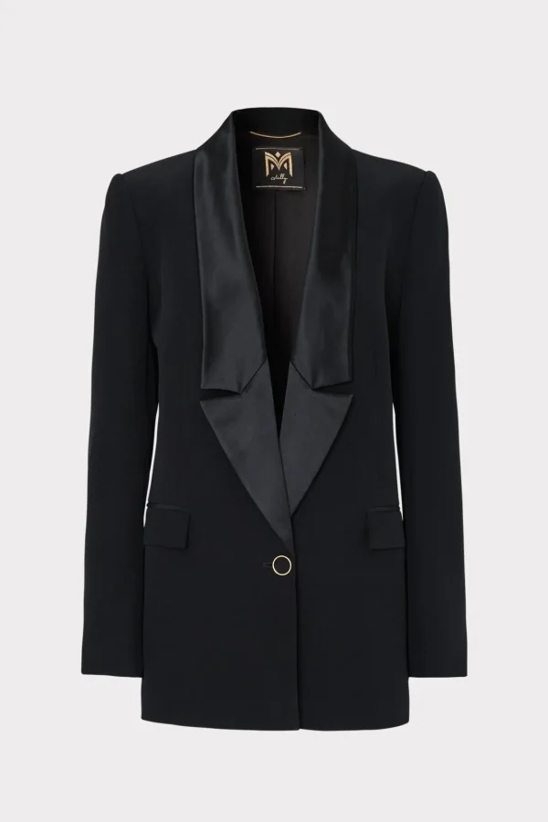 MILLY Blazers-Stacy Hammered Satin Blazer